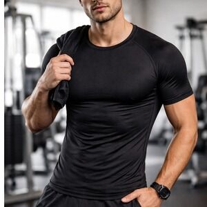 Sweat Shaper Mens Black Athletic Compression Shirt Sauna Workout Tee 3XL